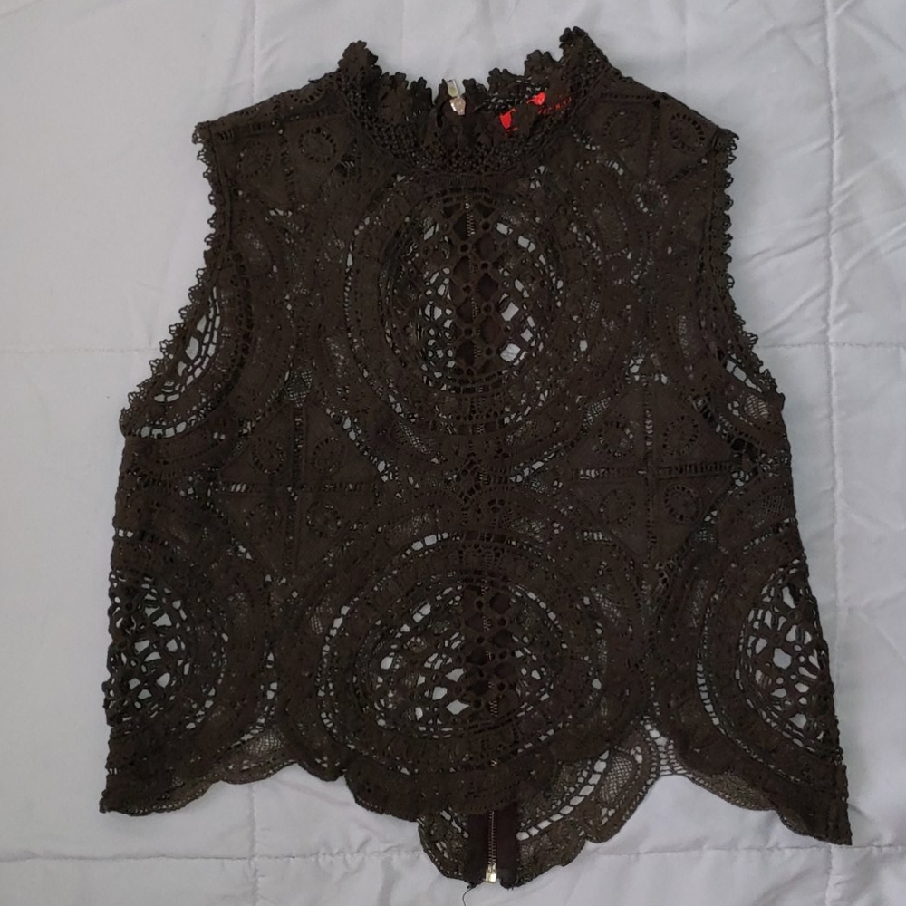 Olive crocheted top